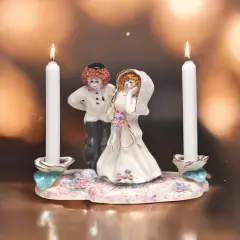 Ceramic Jewish Bride and Groom Wedding Candle Holder, Wedding Decor, Wedding Gift