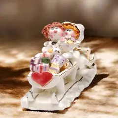 Ceramic Jewish Bride & Groom Sleigh: "Just Married", Wedding Decor, Gift for New Couple