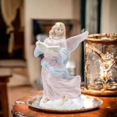 Ceramic Angel Holding Book Figurine, Religious D&eacute;cor, Religious Gift, Church D&eacute;cor, Church Gift, Baptism Gift