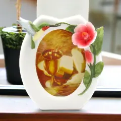 Ceramic Hummingbird with Flower Photo Frame, Home D&eacute;cor, Gift for Her, Mom, Kitchen D&eacute;cor, Birdwatcher Gift, Vintage Decor