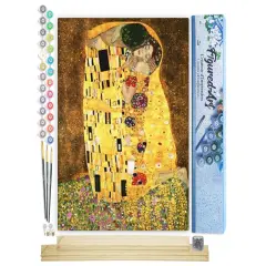 Figured'Art Paint by Numbers Kit for Adults The Kiss 16"x20" - Craft Art Painting Rolled Canvas with DIY wooden frame