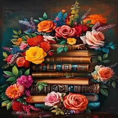 Books Diamond Art Kits for Adults Beginner, 5D Book Flower,12x16 in