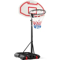 Best Choice Products Kids Height-Adjustable Basketball Hoop, Portable Backboard System w/ 2 Wheels White