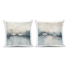 Stupell Industries Still Waters And Soft Wings 2 Piece Outdoor Printed Pillow Set design by Mona Grace, 18 x 7 x 18