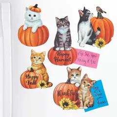 Collections Etc Autumn Cats Happy Fall Refrigerator Magnets - Set of 5