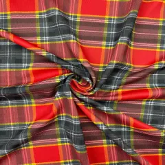 1 Yard Red Tartan Plaid Spandex Fabric Four-Way Stretch Material 58/60 Inches Wide