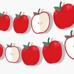 Big Dot of Happiness Apple Garland Banner, Back to School Classroom Teacher Decor, Fall Harvest Decor Backdrop, 30 Feet of Cord, 15 Paper Apple Shapes