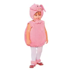 Toddler Pig Halloween Costume with Bodysuit Hood and Curly Tail