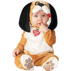 Infant Puppy Costume with Hood and Skid Resistant Feet for Halloween Fun