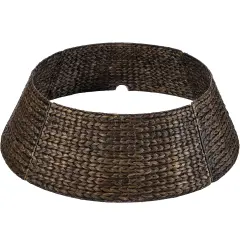 Best Choice Products 36in Woven Hyacinth Christmas Tree Collar, Tree Skirt Accessory w/ Cord Cut-Out Espresso