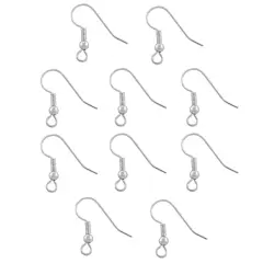 JewelrySupply French Hook Wires with Bead & Spring Silver Plated (10-Pcs)