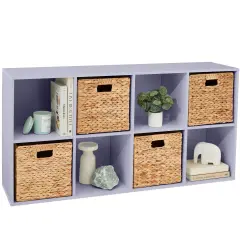 Best Choice Products 8-Cube Bookshelf, 13.5in Display Storage System, Organizer w/ Removable Back Panels Lavender