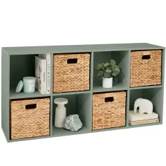 Best Choice Products 8-Cube Bookshelf, 11in Display Storage System, Organizer w/ Removable Back Panels Sage