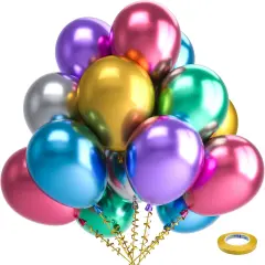 Metallic Chrome Latex Balloons, 100 Pack 12 inch Assorted Balloons Colorful Party Balloons for Birthday Baby Shower Wedding Decorations