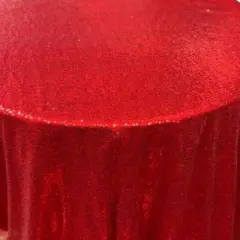 1 Yard Glitz Sequin Tablecloth Round 120 Inch Sparkling Polyester Linen for Weddings and Events Red