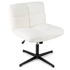 Costway Armless Office Chair with Adjustable Height 360&deg; Rotation Soft Faux Fabric Study