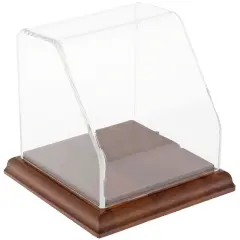 Plymor Clear Acrylic Slanted Front Display Case, 4" x 4" x 4" Hardwood