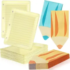 50Pcs Back to School Notebook Plates with Pencil & Napkins