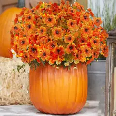 Artificial Fall Flowers for Outdoors - (10PCS,Orange)
