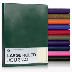 Gallery Leather Journal - Crafted in Maine, USA - Elegant Leather Writing Notebook with 192 Lined Pages - A Timeless Space for Your Thoughts - 9.75x7.5 ", Large Lined Acadia Green