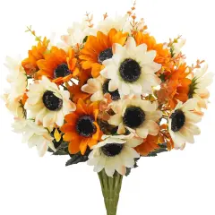 4 Bundles Fall Flowers - Artificial Daisy Flowers with 10 Sunflowers