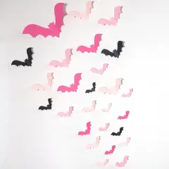 Pink Bats Wall Decor - 50 PCS 4 Sizes Pink