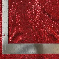 1 Yard 3mm Mini Shiny Sequins on Poly Spandex Mesh Fabric Sparkly Stretch 58"-60" Width Red