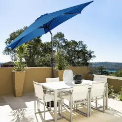 Costway 9FT Patio Umbrella Patio Market Steel Tilt W/ Crank Outdoor Yard Garden Blue