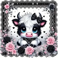 5D Diamond Painting Kit for Adults Beginners,DIY Cow Flower Paint by Diamond Art Kits,Suitability Friends Full Round Drill Diamonds Dots Gem Art,Home Wall Decor 13.78x13.78 Inch