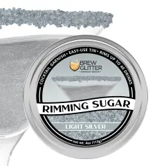 Brew Glitter - Light Silver Rimming Sugar (4oz, 1x Bar Tin) Cocktail Garnish for Mixed Drinks & Refreshments
