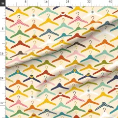 Various Fabrics by the Yard or Fat Quarter Retro Fashion Novelty Whimsical Polka Dots Clothes Hangers Pink Yellow Orange Flower Check Colorful Doily Lace Laundry Room Closet Clothing Custom Printed Fabric by Spoonflower