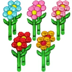 Wrapables Aluminum Foil Flower Balloons for Mother's Day, Valentine's Day, Easter, Birthday Parties (Set of 10)