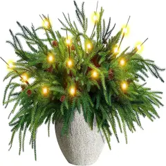12 Pcs Christmas Garland Norfolk Pine Branches With Lights