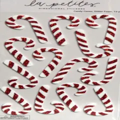 La Petites Candy Canes Glitter Dimensional Foam Stickers