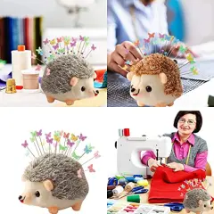 Hedgehog Shape Pin Cushion, Cute Pincushions Sewing Kit Lovely Needle Cushions Pins Holder Sewing Accessories Supplies with 100Pcs Colored Butterfly Pins for Quilting DIY Crafts Patchwork
