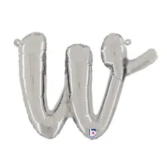 Betallic&reg; 14 Inch Script Letter W Silver Air Fill Only Balloon