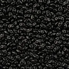 Matubo 2-Hole Czech Glass Opaque Miniduo Beads, 50g Jet