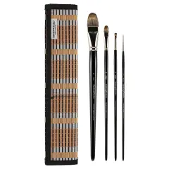 Creative Mark Hamburg Premiere Professional Oil Painting Brushes - Large Asst Set of 5 Handmade Oil Paint Brushes w/ #24 Filbert - Natural & Synthetic Blend, Long Triple-Lacquered Birch Handle
