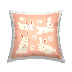 Bunnies & Daisies Pattern Design by Carrie Cantwell Throw Pillow 