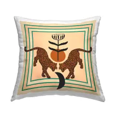 Symmetrical Tropical Leopards Decorative Printed Throw Pillow Design by Melissa Wang, 18 x 7 x 18