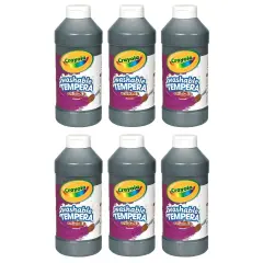 Artista II&reg; Washable Liquid Tempera Paint, Black, 16 oz. Bottles, Pack of 6