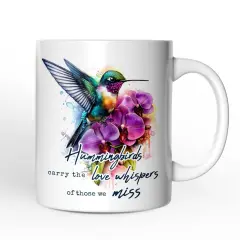 Artistic Hummingbirds Carry the Love Whispers Quote Mug, Memorial Gift