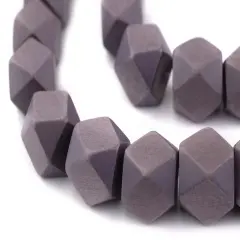 The Bead Chest Grey Cornerless Cube Wood Beads: 17mm Diamond Cut Natural Organic Beads for Jewelry Making