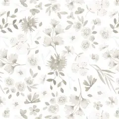 White Home Sweet Home Floral Wideback Cotton Fabric per yard