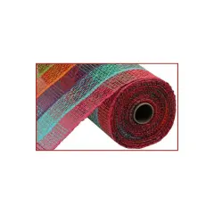 10" Poly Burlap Check Plaid Mesh Ribbon: Fuchsia, Turquoise, Purple, Orange, Green, Red