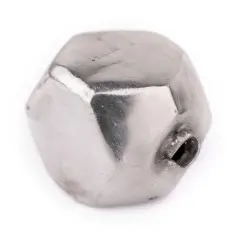 The Bead Chest Hollow Cornerless Cube Bead: Large Silver 30mm Centerpiece Pendant Bead