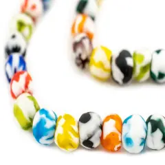The Bead Chest African Recycled Glass Beads &ndash; Handmade in Ghana &ndash; Multicolor Fused 11mm Strand for Jewelry Making, Crafts, and Home Decor I Approximately 50 Beads
