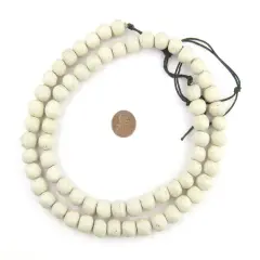 The Bead Chest Moroccan Pottery Beads, White, Round: Genuine North African Berber Tribal Beads for DIY Jewelry Making and More