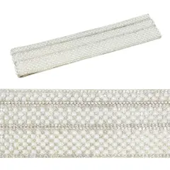 Wrapables 3 Yards Self Adhesive Pearl and Crystal Rhinestone Ribbons, Tape Strips Trim for DIY Crafts Wedding Party Decoration (Set of 3)