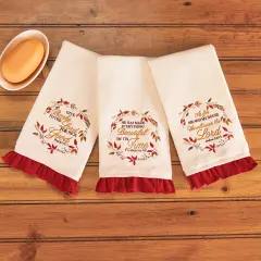 Collections Etc Autumn 3-Piece Religious Quote Hand Towels
